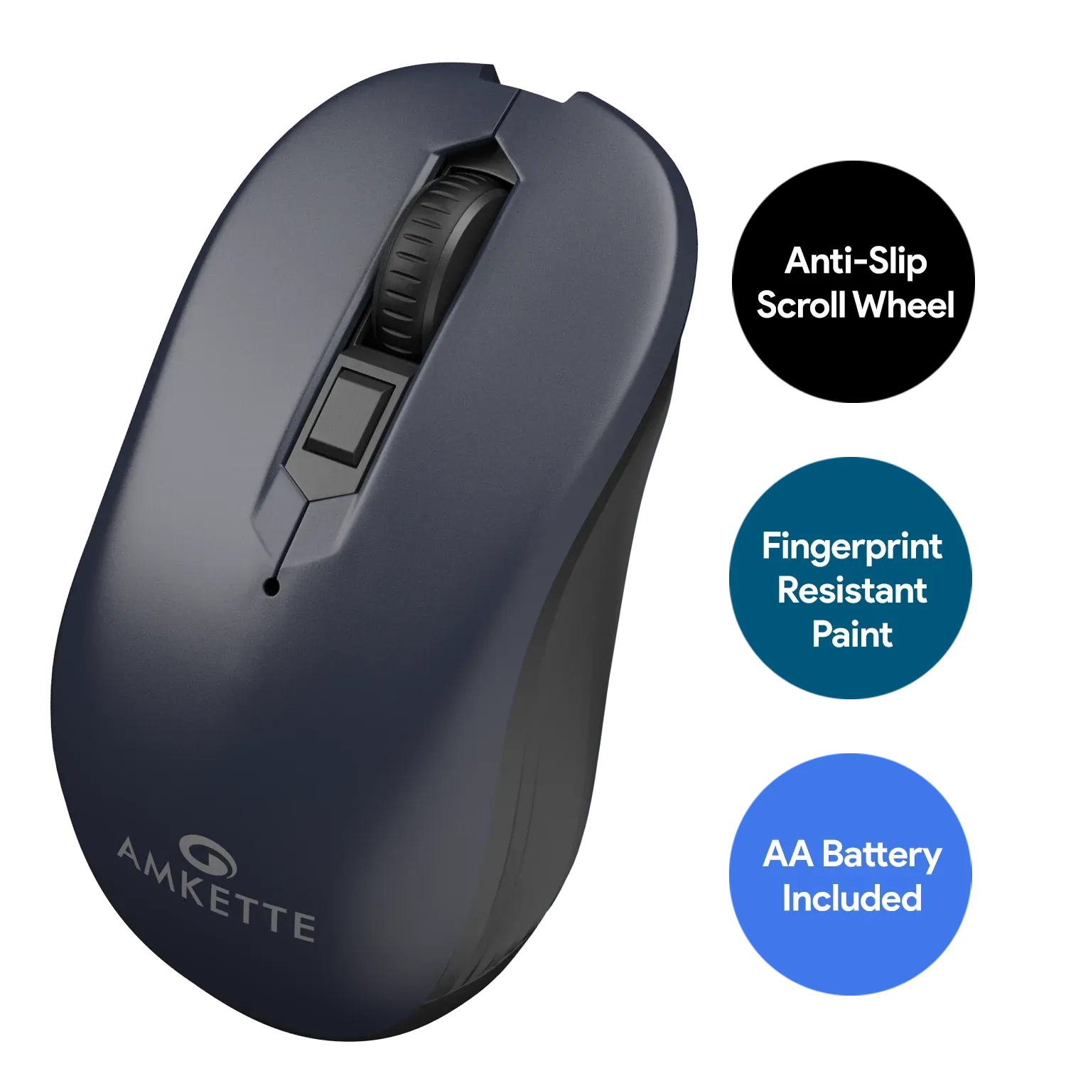 Amkette Hush Pro Pixel Wireless Mouse with Adjustable DPI (Blue) overview 4
