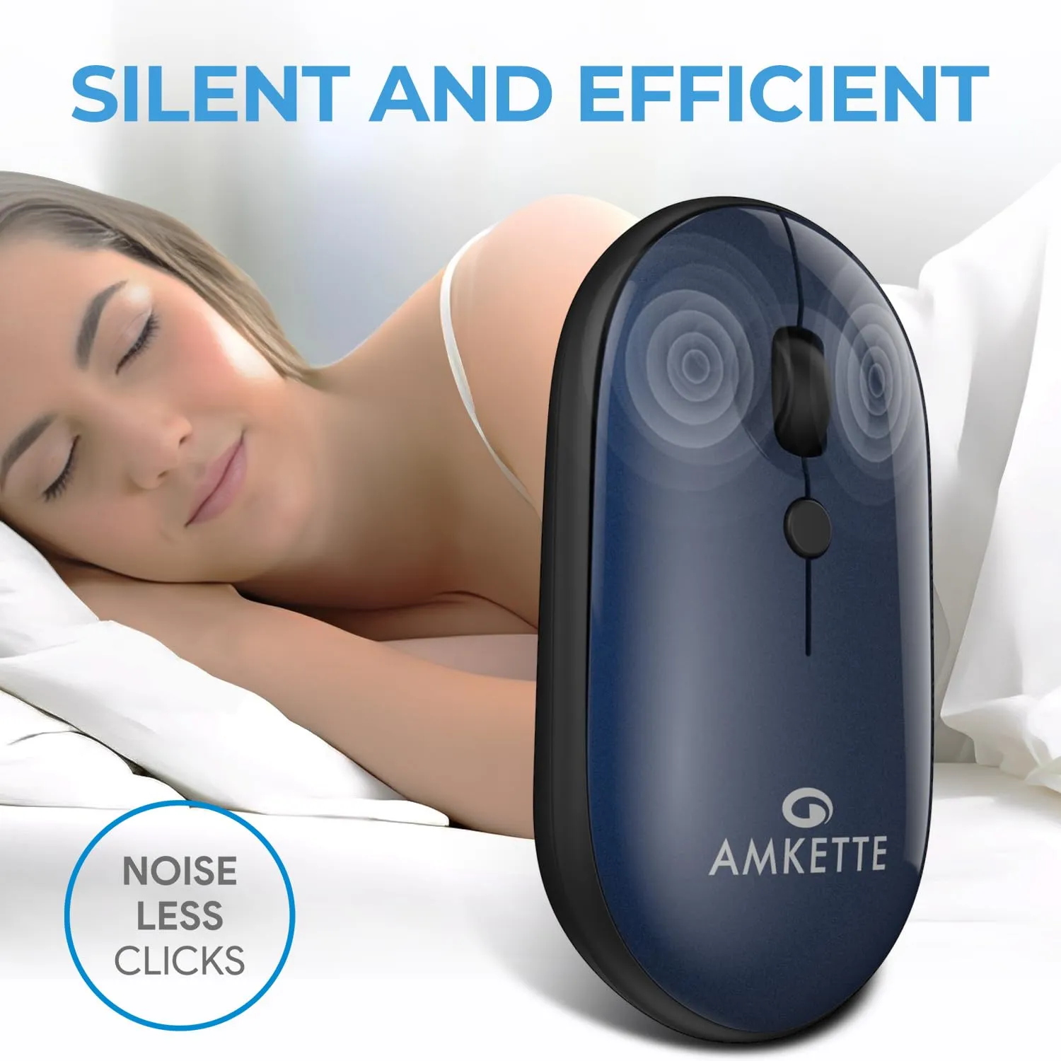 Amkette HushPro Byte Bluetooth Mouse (Blue) overview 3