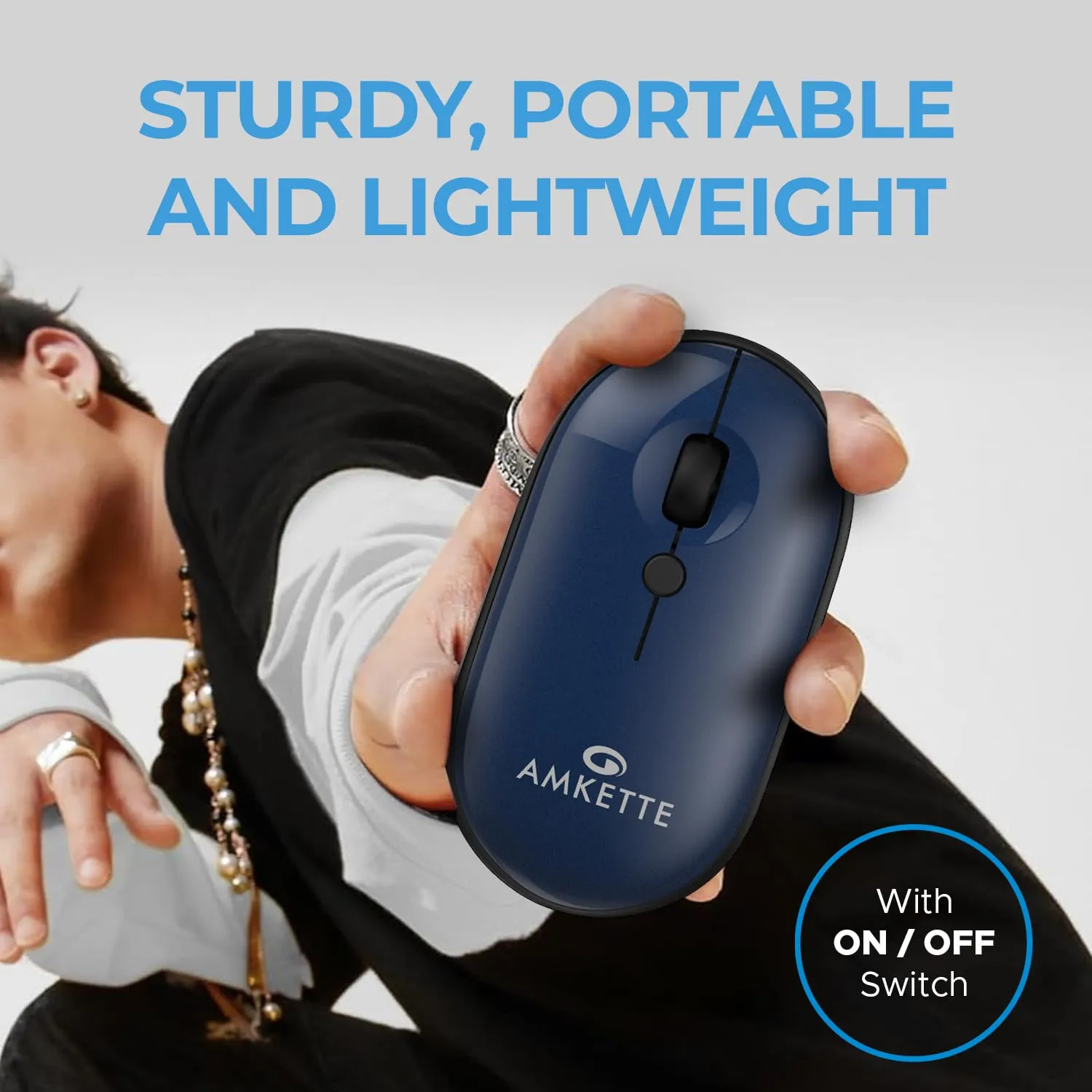 Amkette HushPro Byte Bluetooth Mouse (Blue) overview 4
