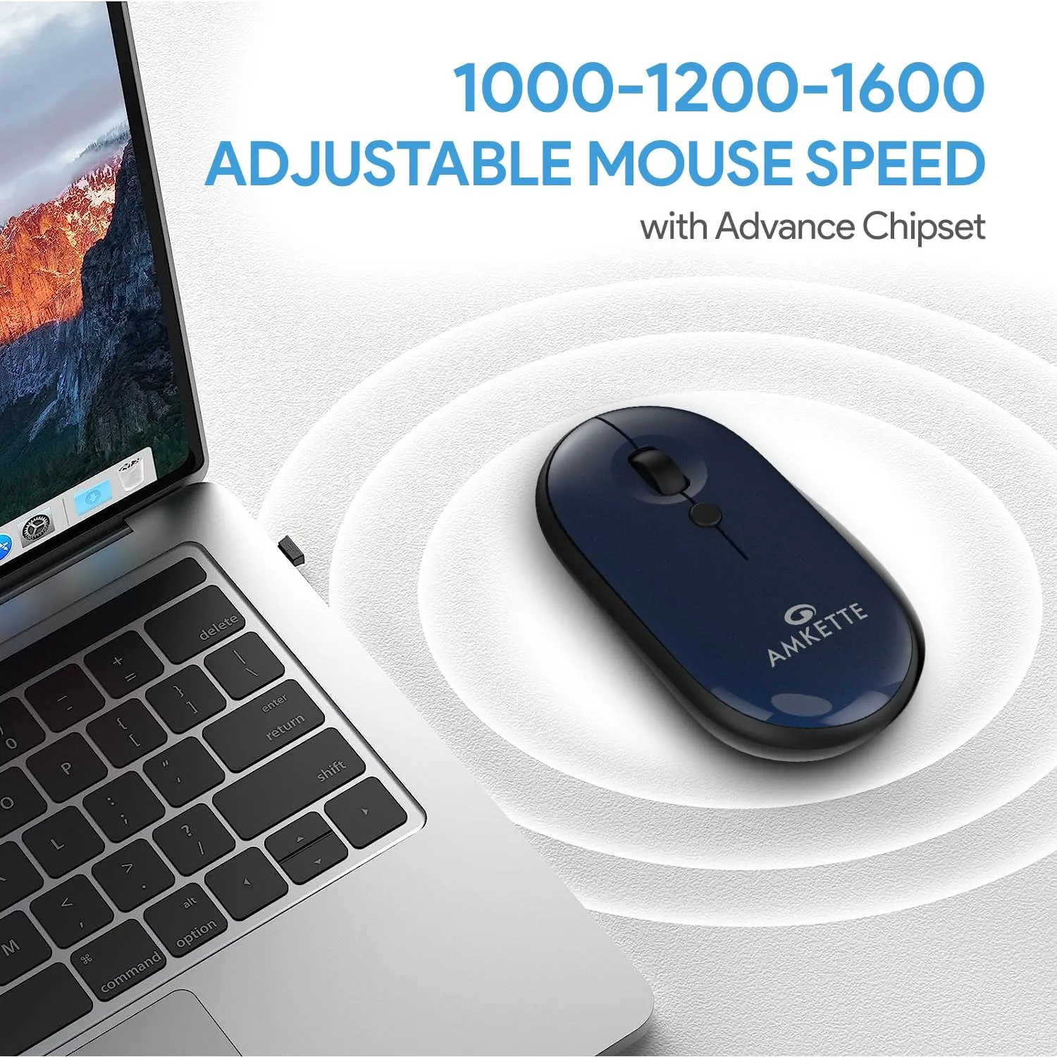 Amkette HushPro Byte Bluetooth Mouse (Blue) overview 5