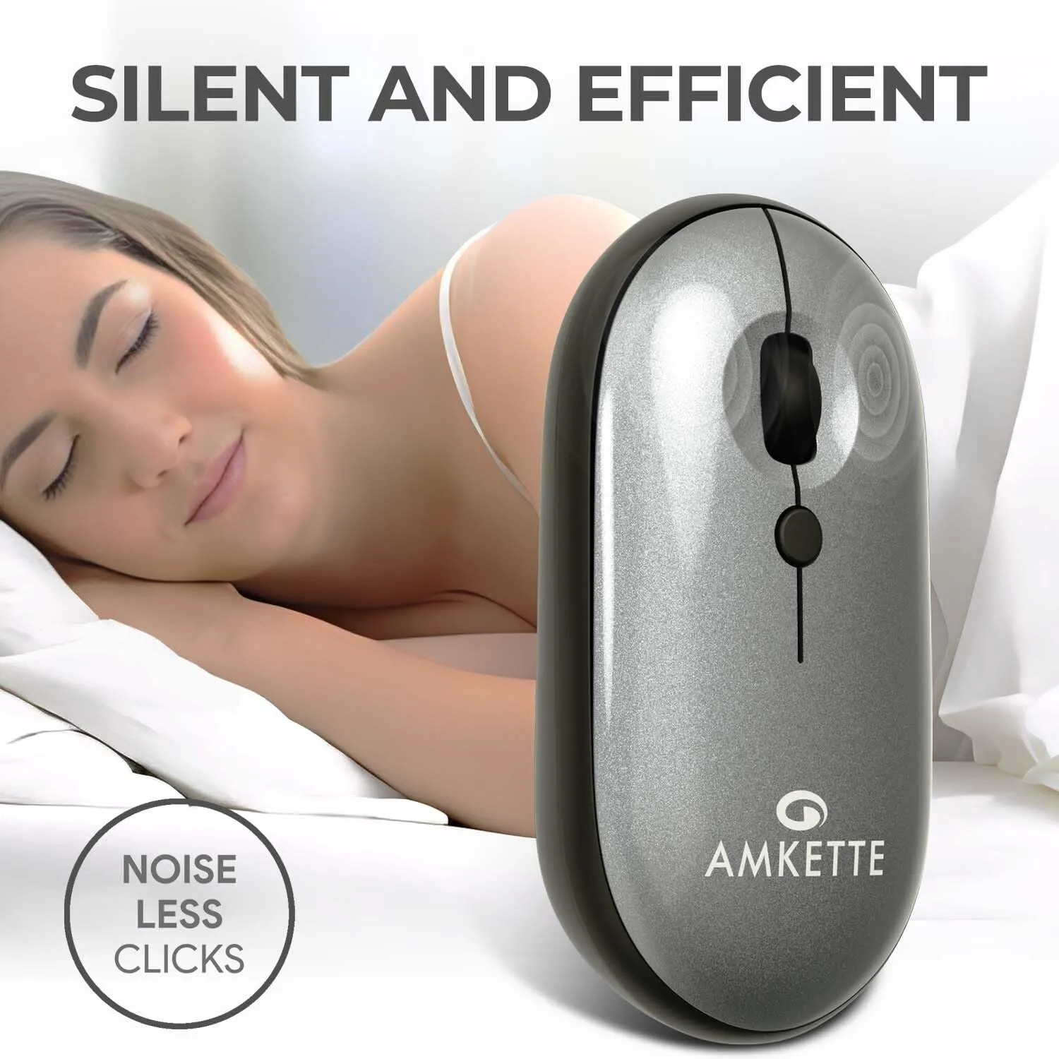 Amkette HushPro Byte Bluetooth Mouse (Grey) overview 3