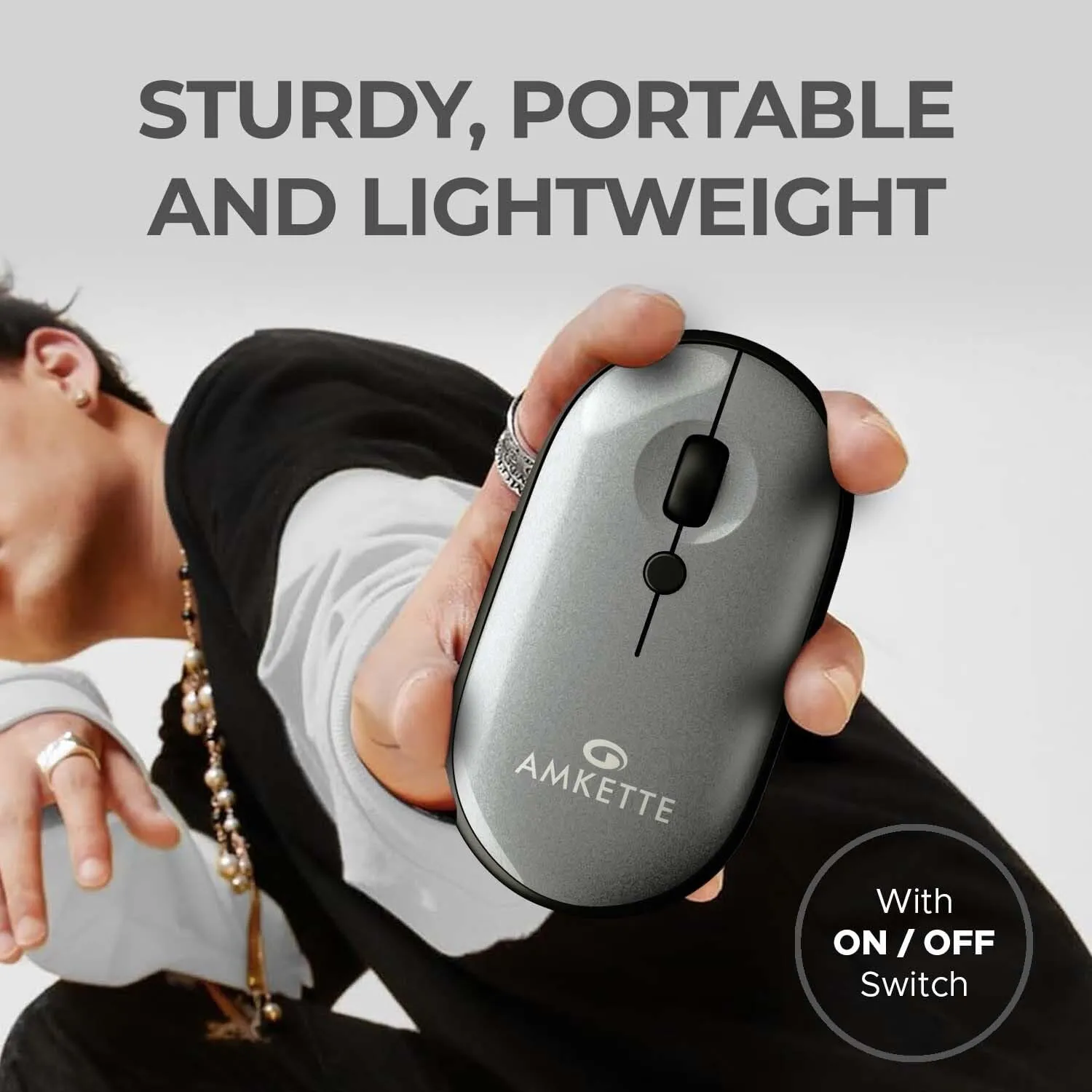 Amkette HushPro Byte Bluetooth Mouse (Grey) overview 4