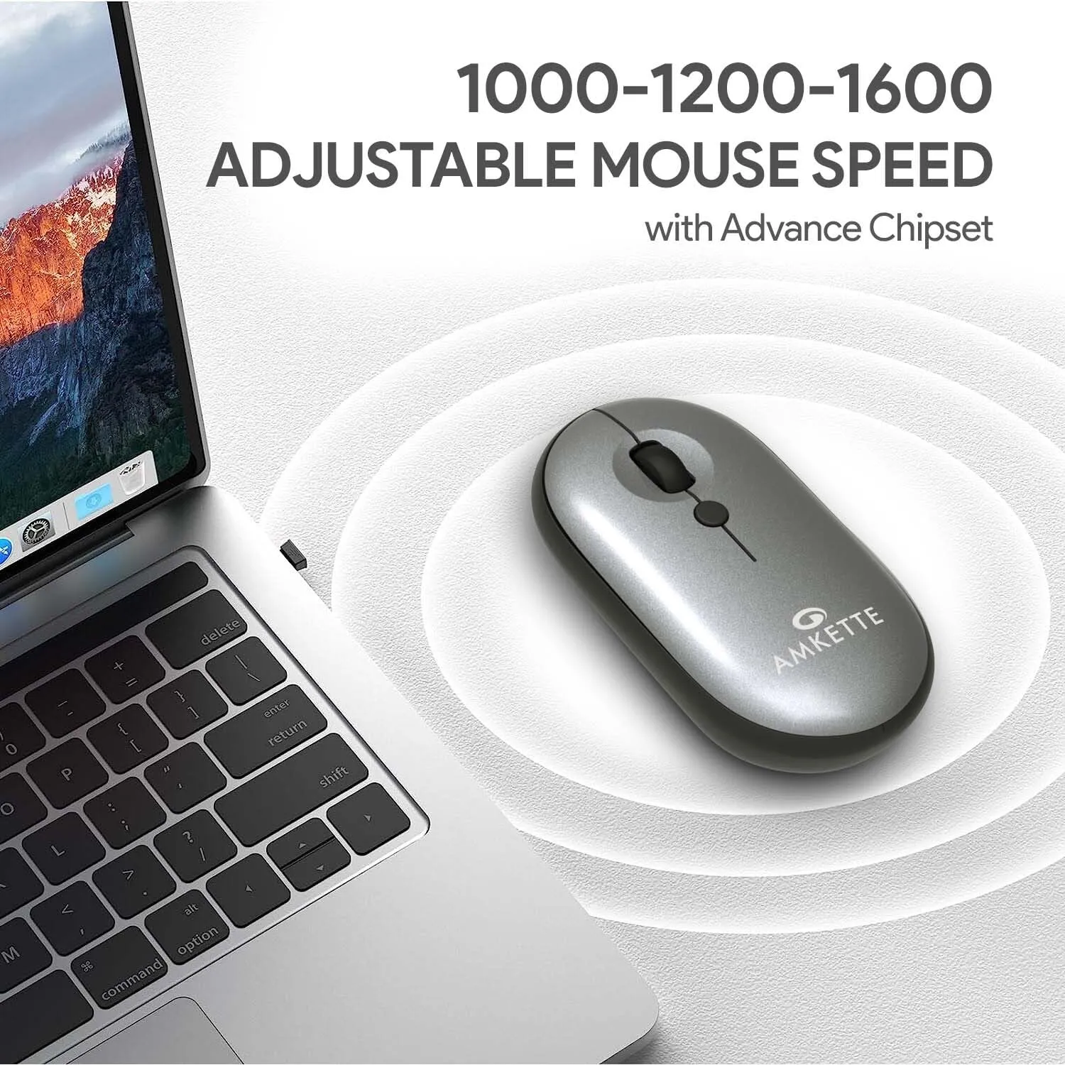 Amkette HushPro Byte Bluetooth Mouse (Grey) overview 5