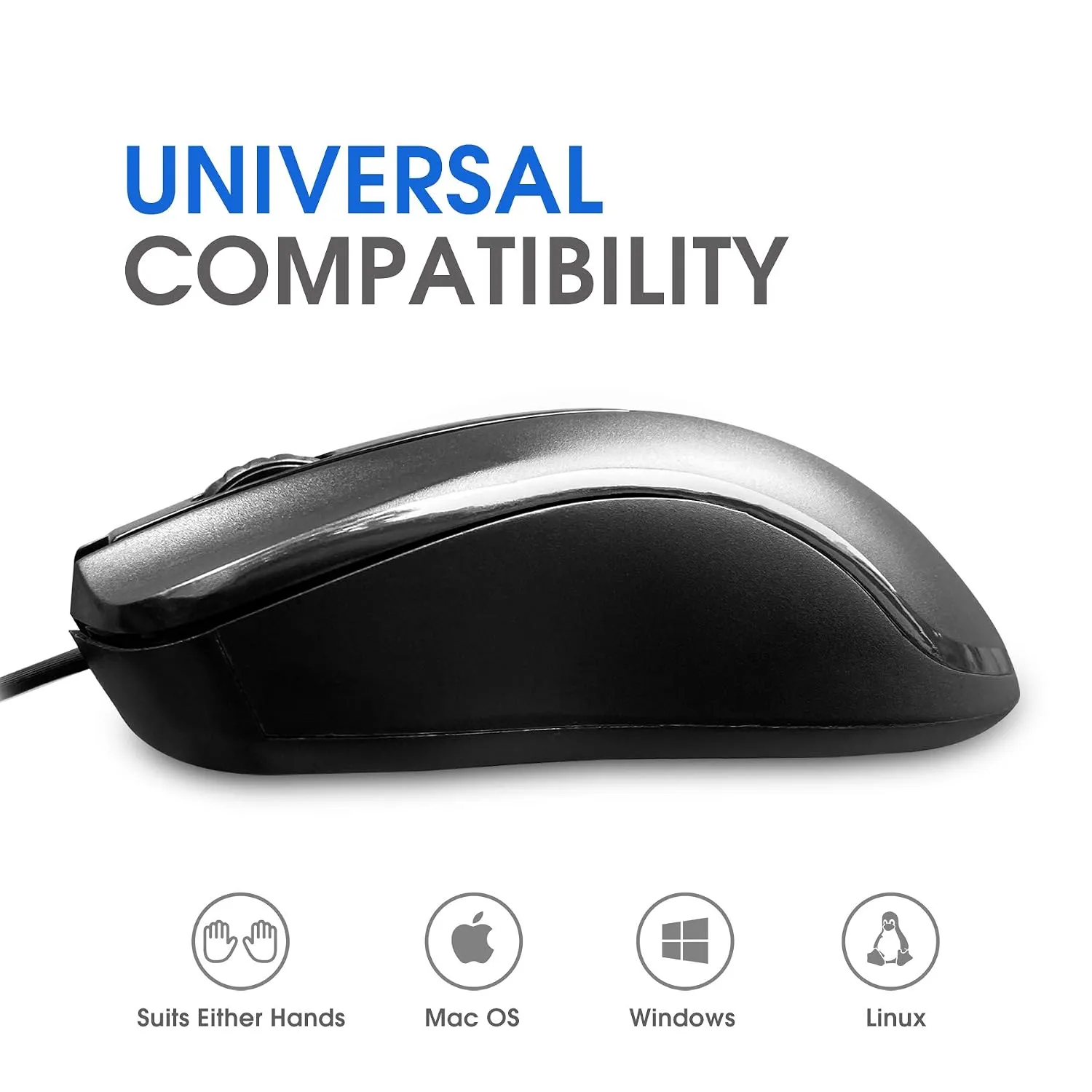 Amkette Kwik Pro 7 Wired Optical USB Mouse with 3 Buttons (Black) overview 5