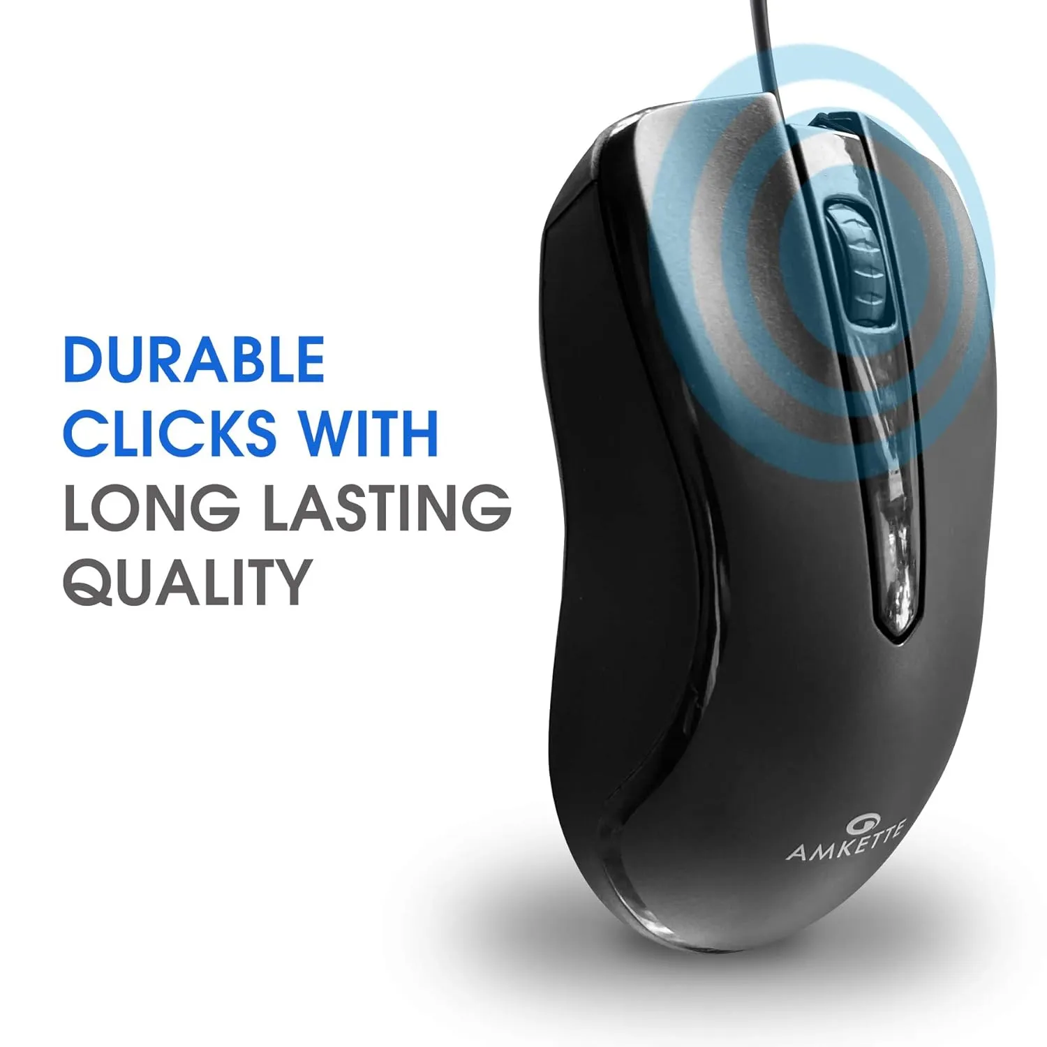 Amkette Kwik Pro 7 Wired Optical USB Mouse with 3 Buttons (Black) overview 6