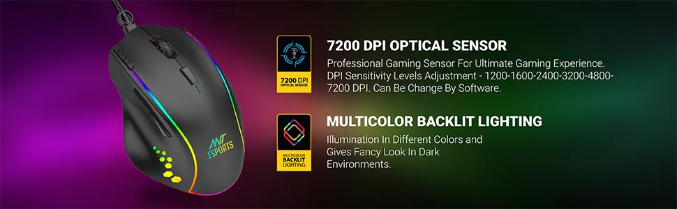 Ant Esports GM600 RGB Gaming Mouse (Black) overview 2
