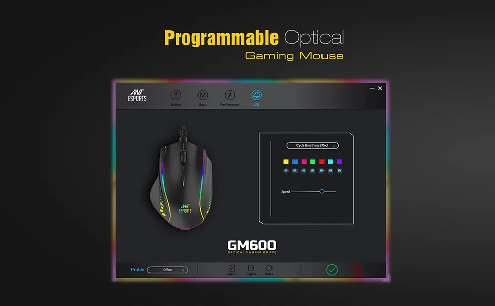 Ant Esports GM600 RGB Gaming Mouse (Black) overview 4