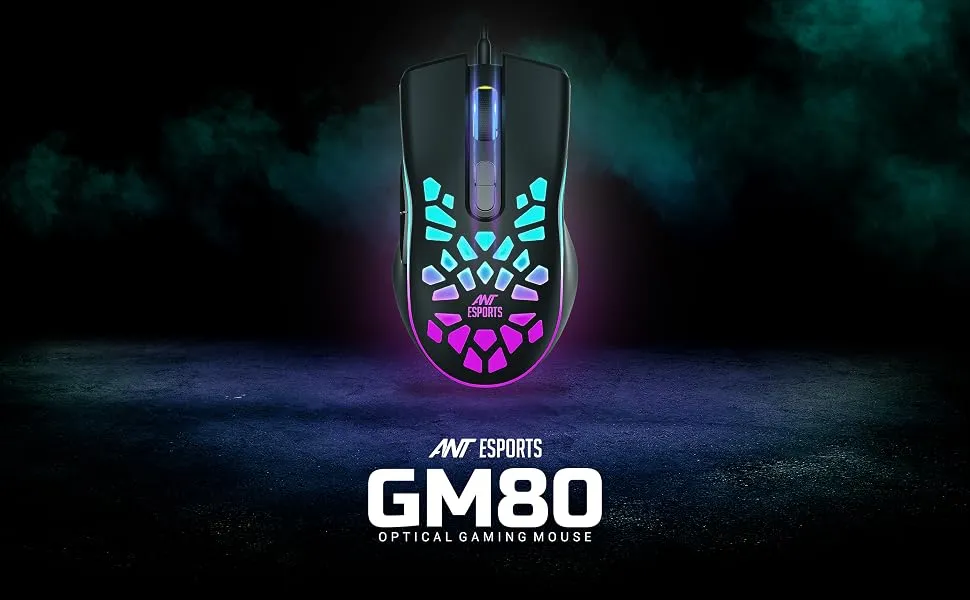 Ant Esports GM80 Wired Gaming Mouse (3600 DPI, Optical Sensor, Black) overview 1