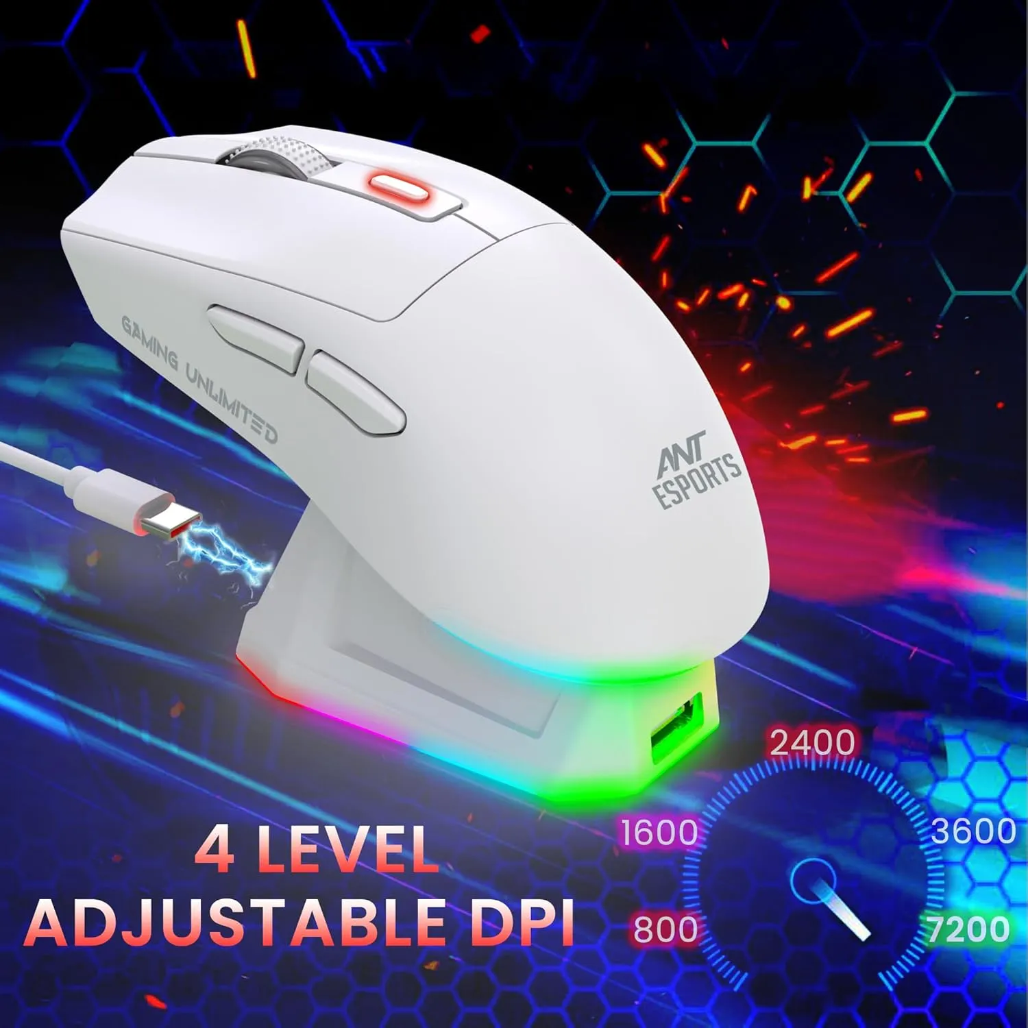 Ant Esports GM810 Pro Wireless Optical Gaming Mouse (White) overview 1