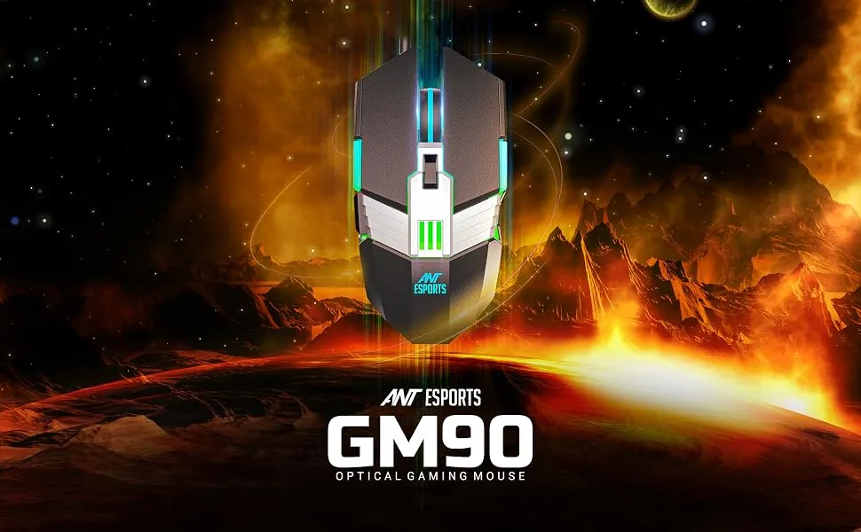 Ant Esports GM90 Wired Gaming Mouse (3200 DPI, Optical Sensor, RGB Lighting, Black) overview 1