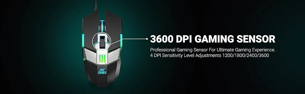 Ant Esports GM90 Wired Gaming Mouse (3200 DPI, Optical Sensor, RGB Lighting, Black) overview 8