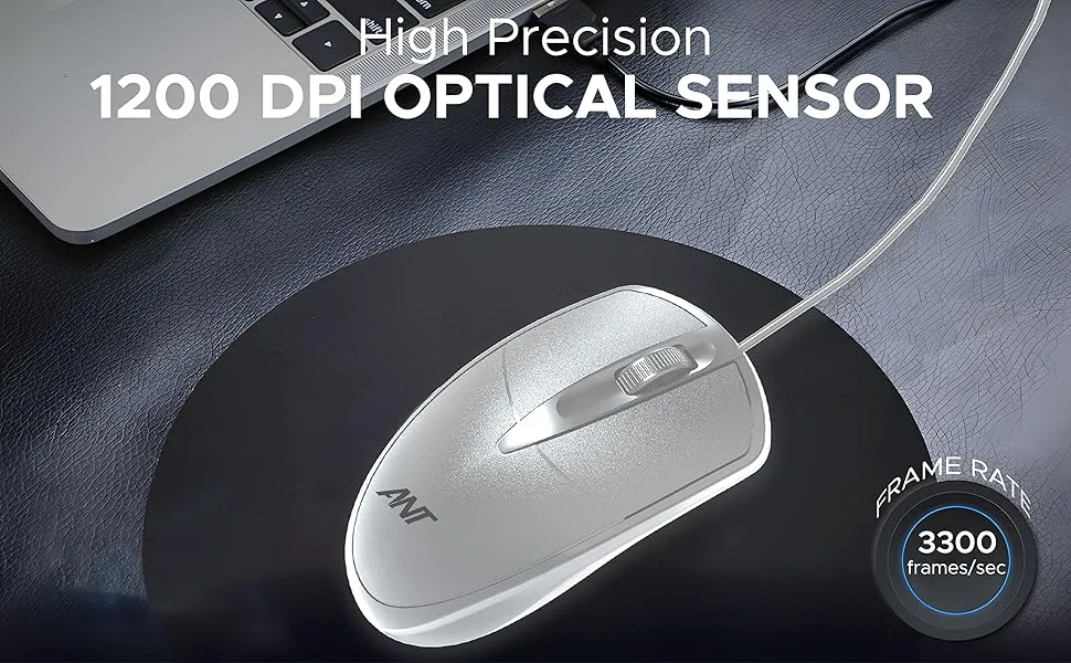 Ant Esports Globe 10 Wired Optical Mouse with 1200 DPI (White) overview 2