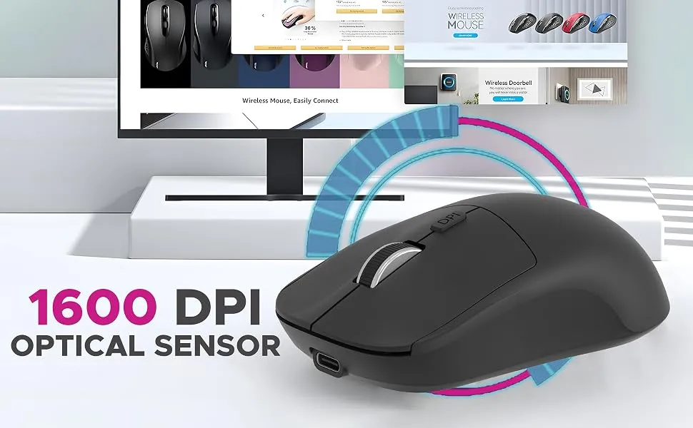 Ant Esports Globe 20 Wireless Optical Mouse, 4 Button, Dual Mode 2.4GHz & Bluetooth overview 2