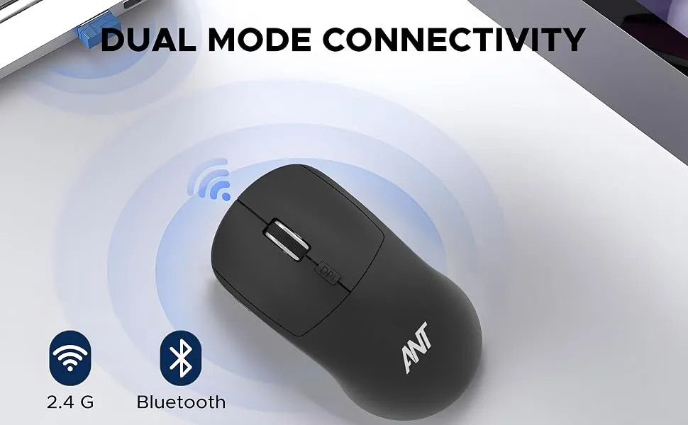 Ant Esports Globe 20 Wireless Optical Mouse, 4 Button, Dual Mode 2.4GHz & Bluetooth overview 4