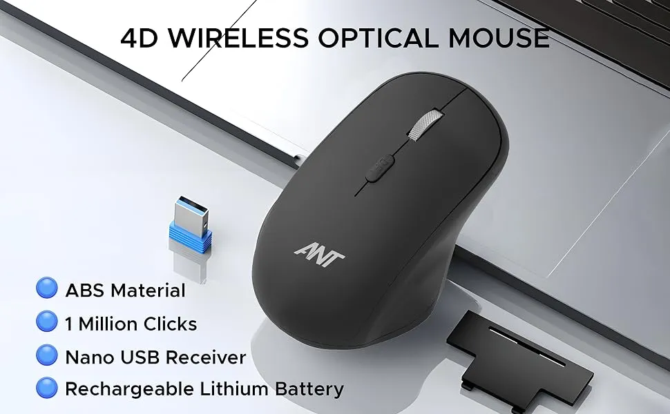 Ant Esports Globe 20 Wireless Optical Mouse, 4 Button, Dual Mode 2.4GHz & Bluetooth overview 5