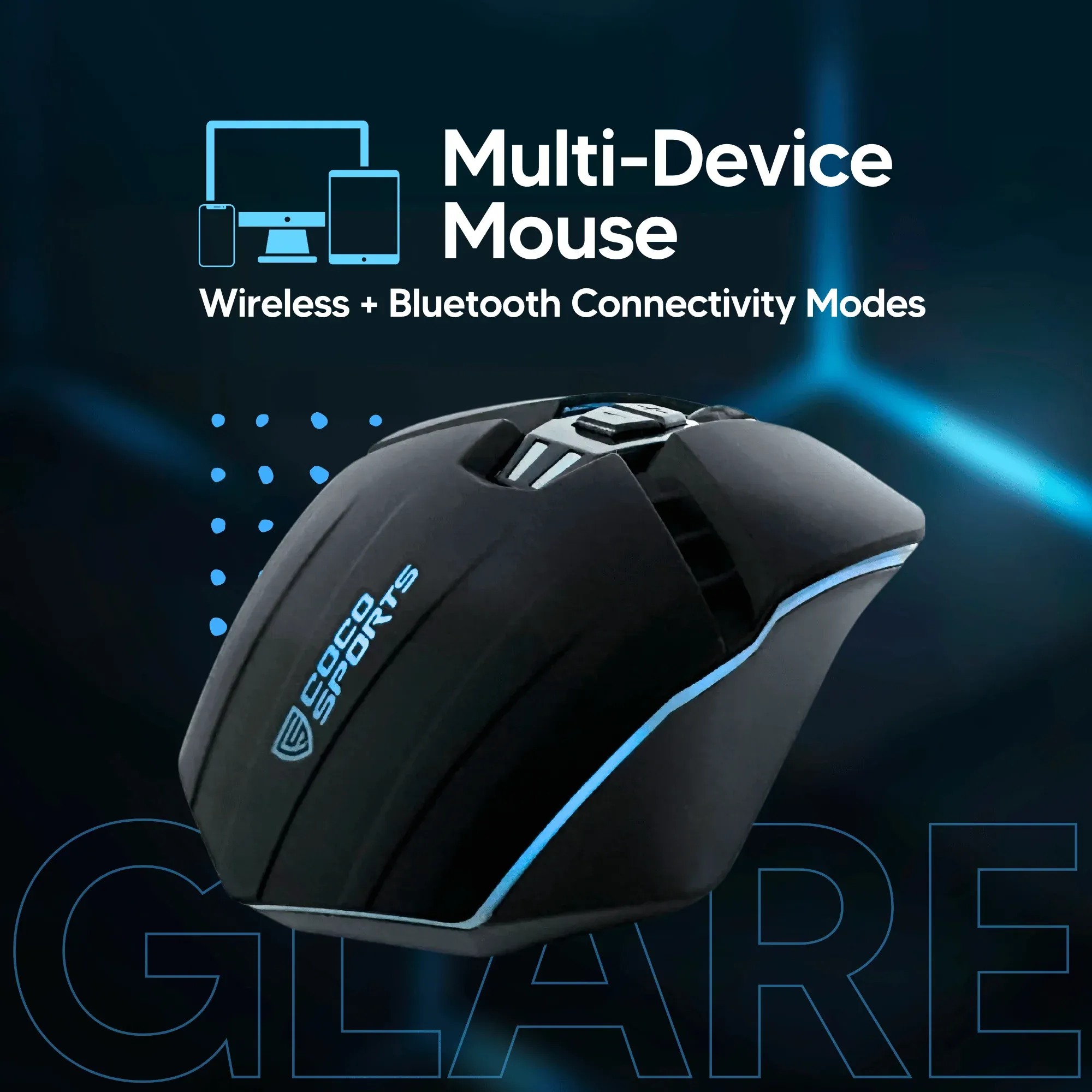 Coconut Glare Wireless Ergonomic Gaming Mouse,6 Button ,2.4GHz+BT overview 4