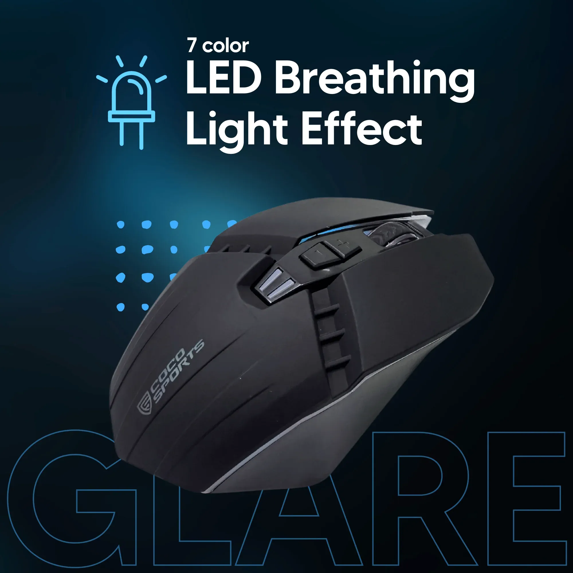 Coconut Glare Wireless Ergonomic Gaming Mouse,6 Button ,2.4GHz+BT overview 7