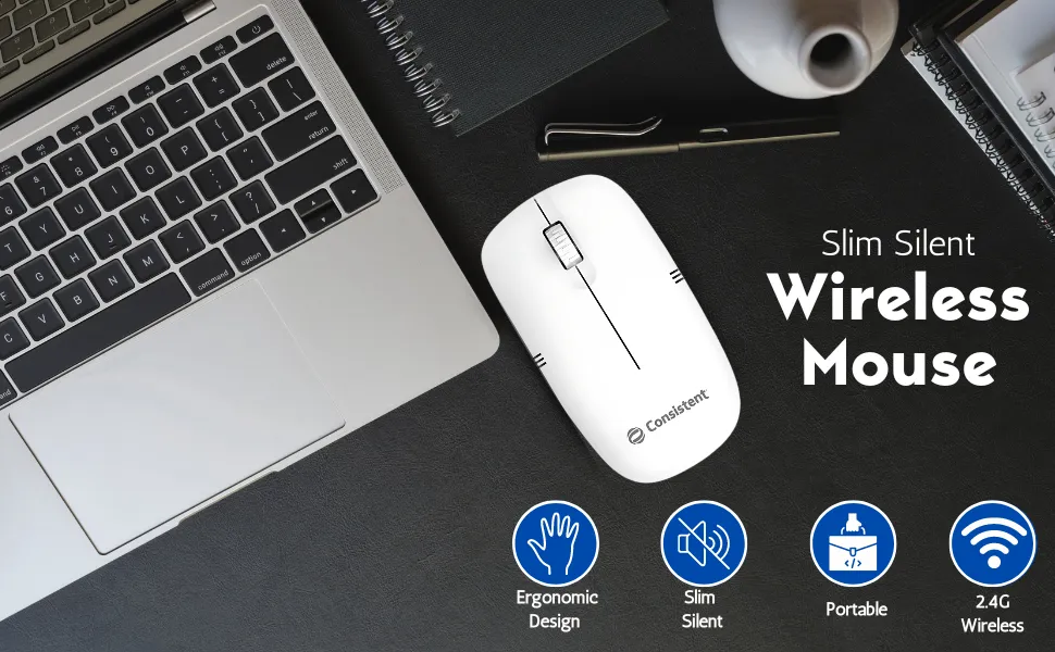 Consistent Dezire Wireless Mouse 2.4G Portable Mobile Optical Office Mouse with USB (MOW452) overview 2