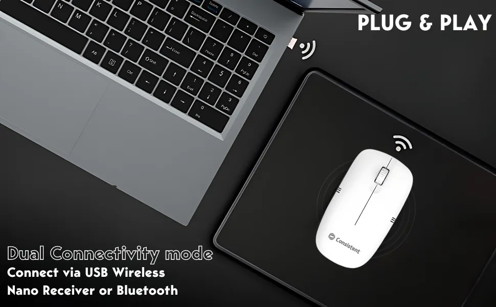 Consistent Dezire Wireless Mouse 2.4G Portable Mobile Optical Office Mouse with USB (MOW452) overview 3
