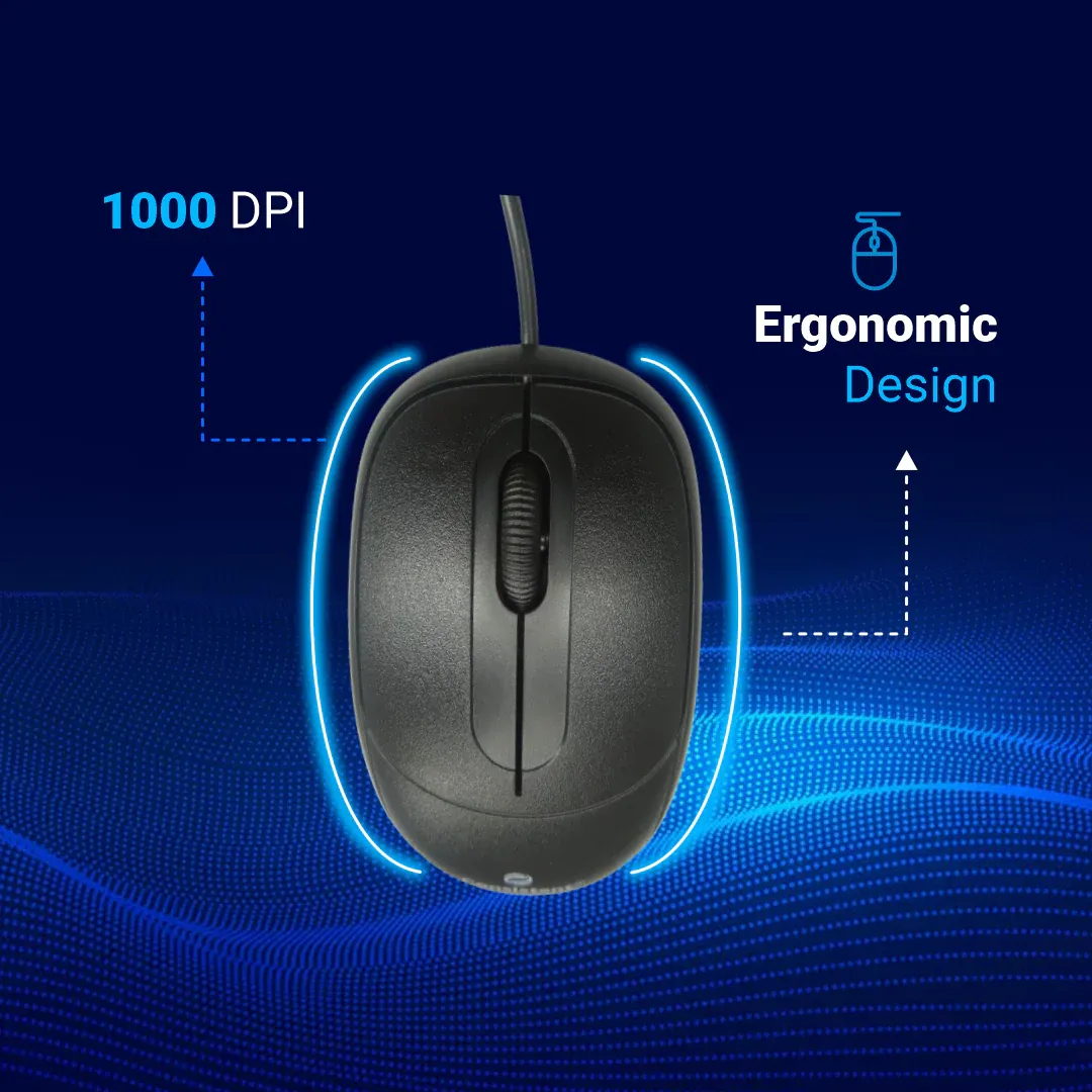Consistent Nova Wired Mouse | Ergonomic Design | 1000 DPI | Optical Sensor overview 2