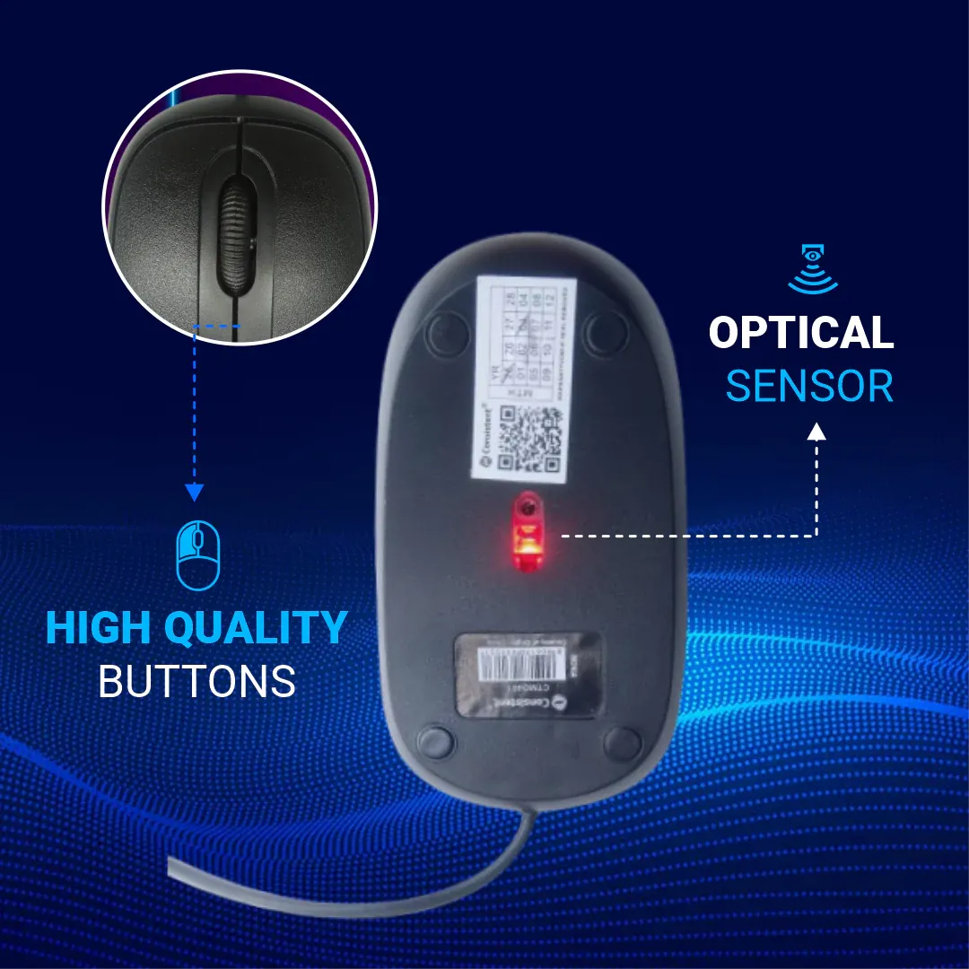 Consistent Nova Wired Mouse | Ergonomic Design | 1000 DPI | Optical Sensor overview 4