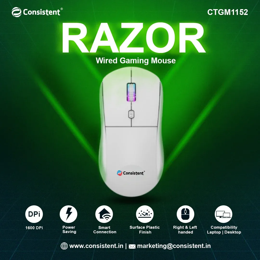 Consistent Razor Wired Mouse Optical Office Mouse with USB (CTGM1152) overview 1