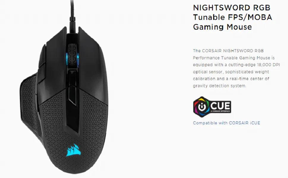 Corsair Nightsword RGB Tunable Gaming Mouse overview 1