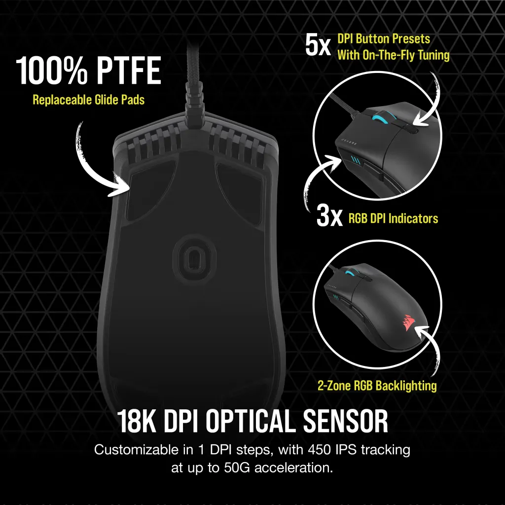 Corsair SABRE RGB PRO Champion Series Ultra-Light Gaming Mouse overview 5