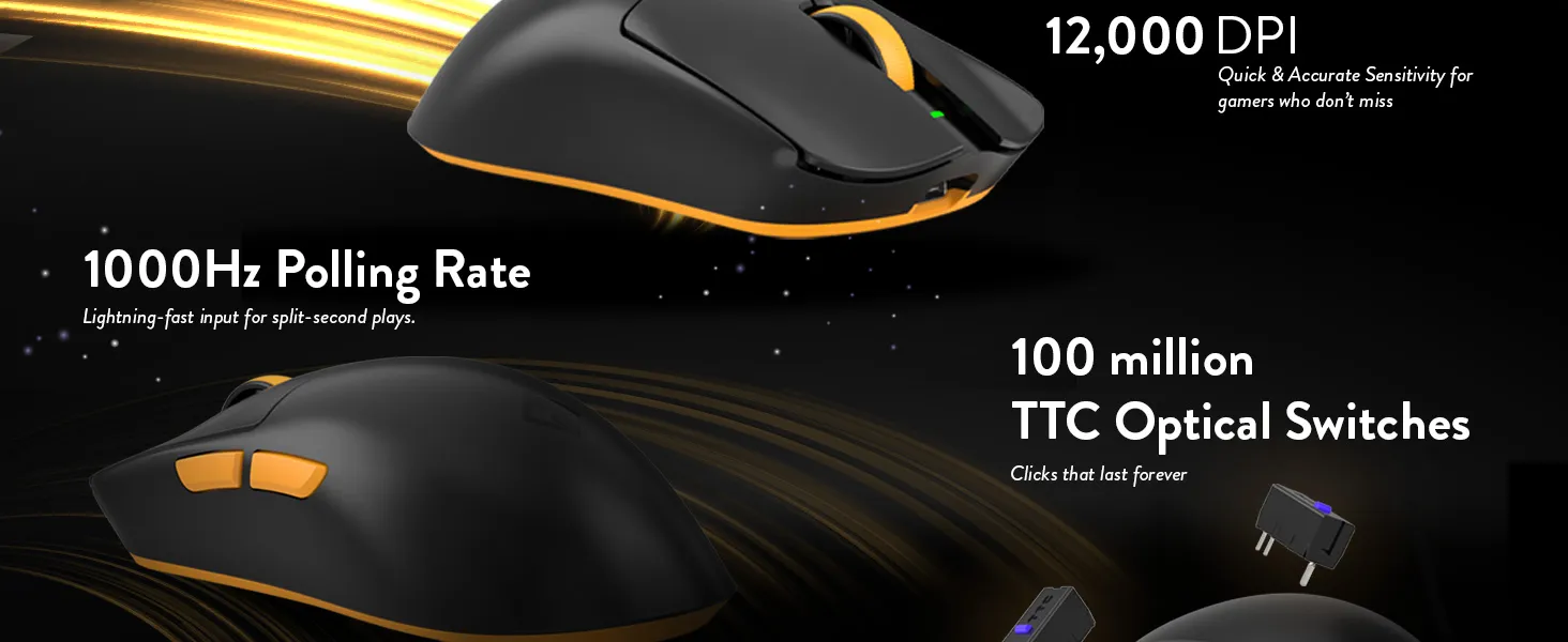 Cosmic Byte Aether Tri-Mode Wireless Gaming Mouse (Black) overview 3