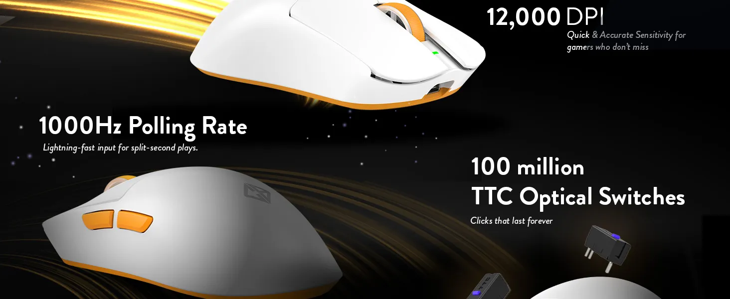 Cosmic Byte Aether Tri-Mode Wireless Gaming Mouse (White) overview 3