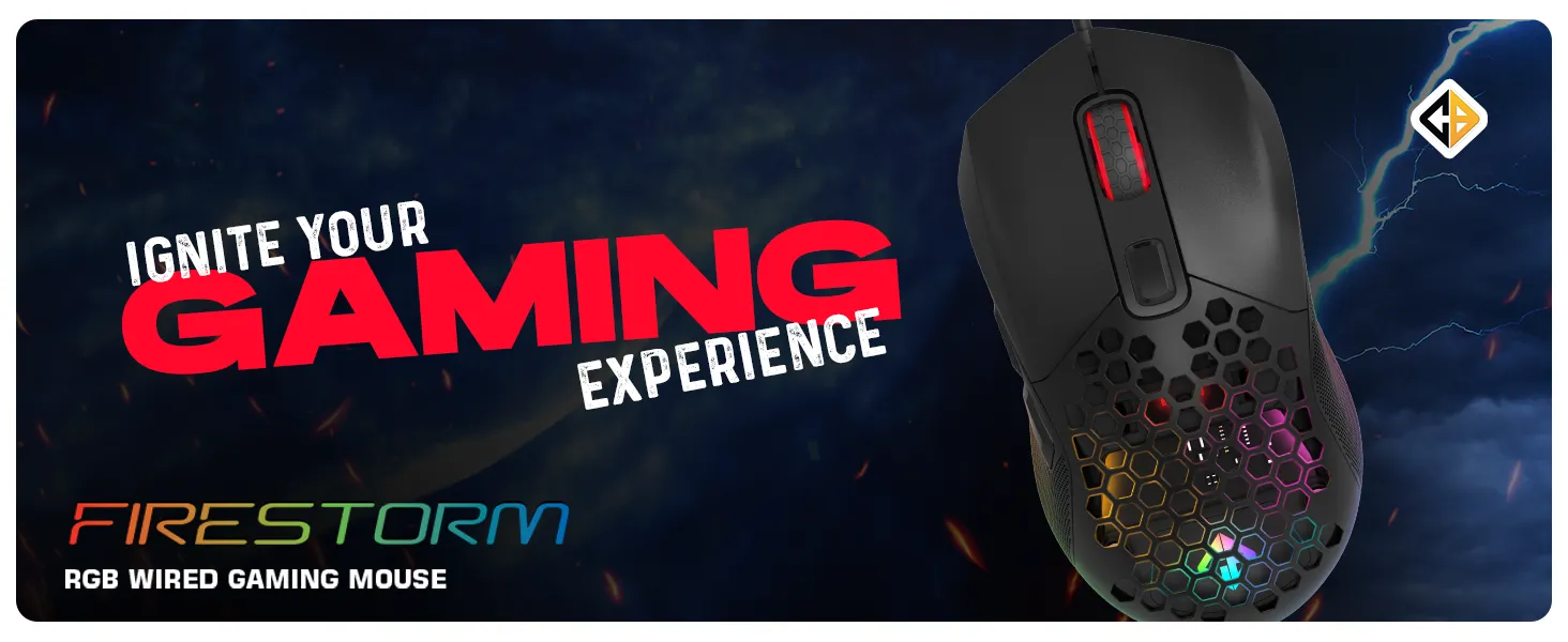 Cosmic Byte Firestorm RGB Wired Gaming Mouse with PTFE feet overview 1