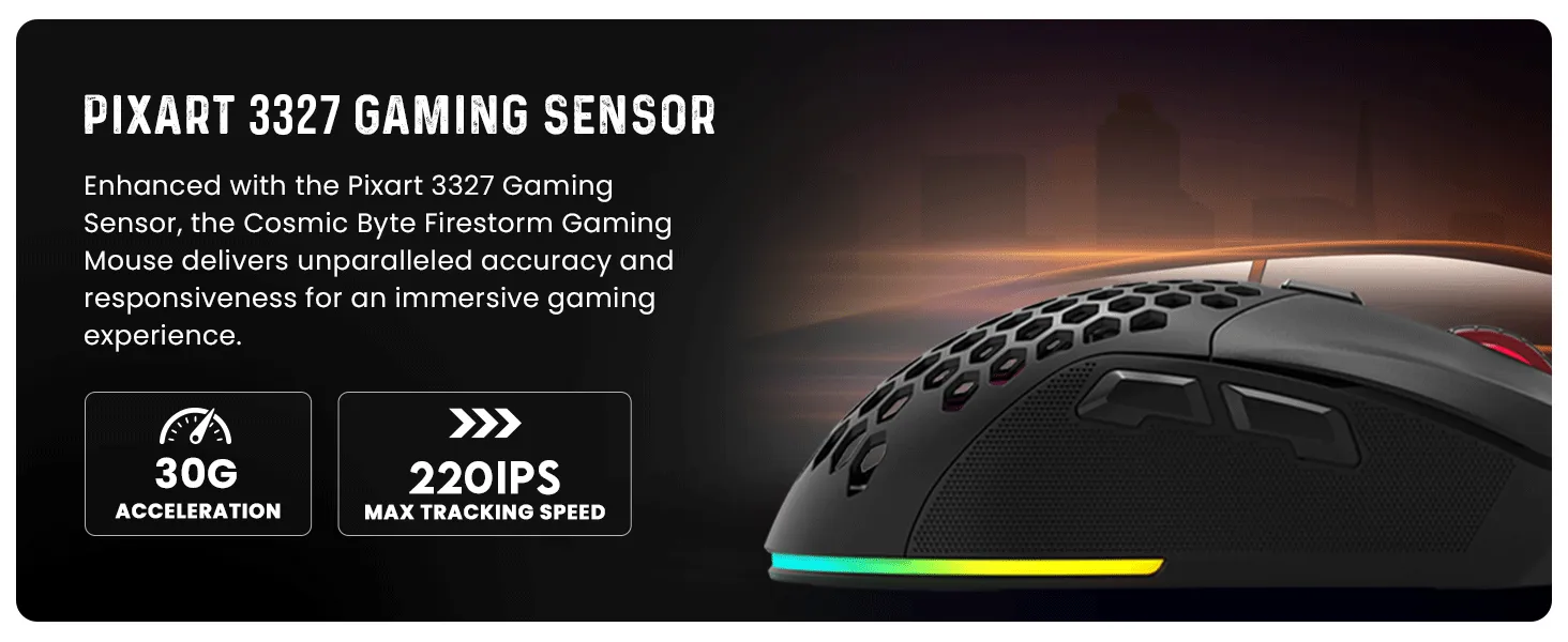Cosmic Byte Firestorm RGB Wired Gaming Mouse with PTFE feet overview 2