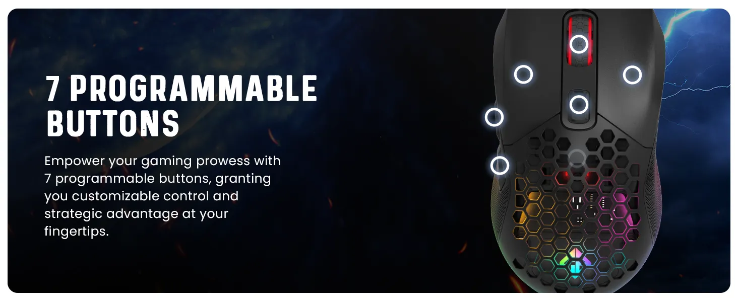 Cosmic Byte Firestorm RGB Wired Gaming Mouse with PTFE feet overview 4