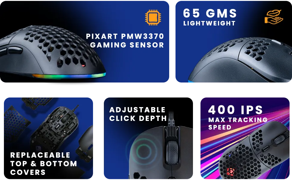 Cosmic Byte Kilonova 3370IC PRO X-Light RGB Wired Gaming Mouse overview 2