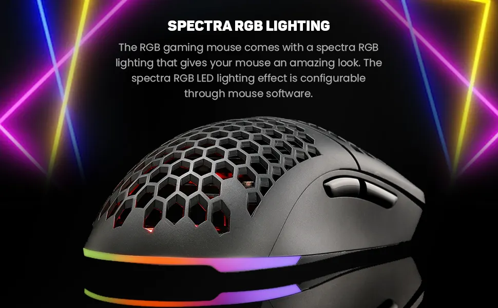 Cosmic Byte Kilonova PRO 3389IC RGB Wired Gaming Mouse with Pixart 3389 Sensor, Ultra Lightweight 73grams, Adjustable Weights, Paracord Cable, Replaceable Top Cover and Side Buttons overview 5