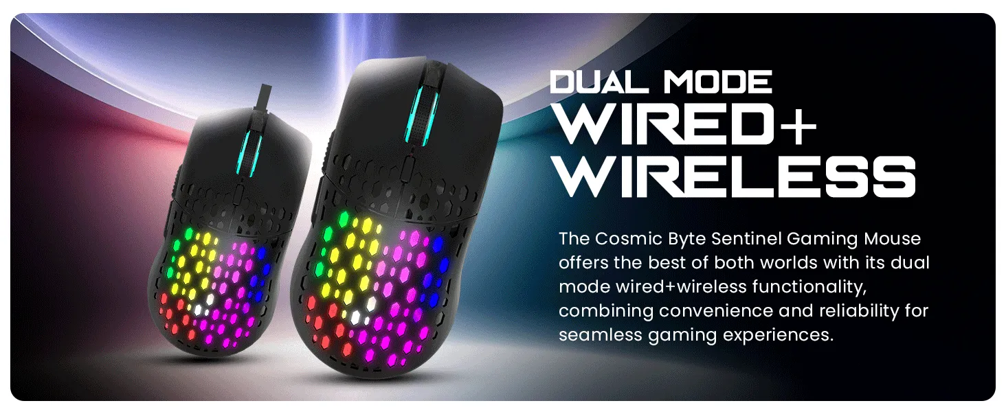 Cosmic Byte Sentinel RGB Wireless + Wired Dual Mode Gaming Mouse overview 5