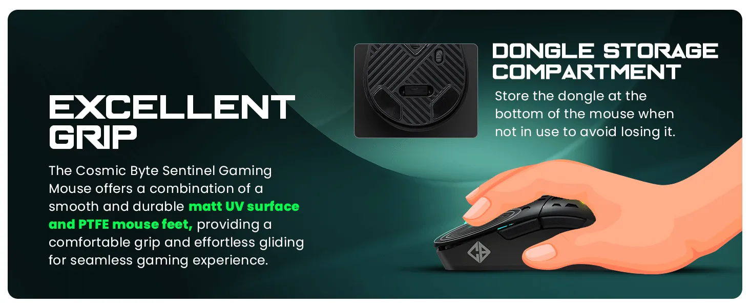 Cosmic Byte Sentinel RGB Wireless + Wired Dual Mode Gaming Mouse overview 9