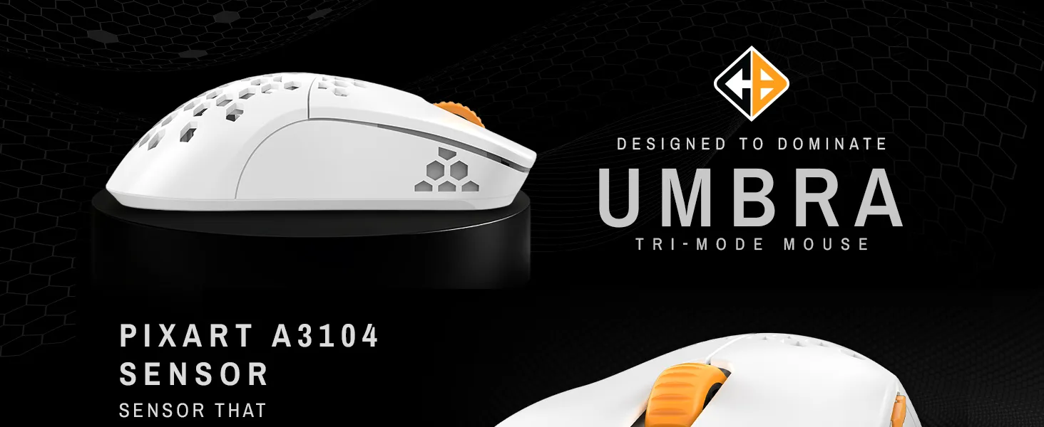 Cosmic Byte Umbra Tri-Mode Wireless Gaming Mouse (White) overview 1