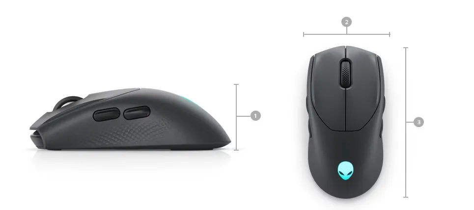 Dell Alienware Tri-Mode Wireless Gaming Mouse (Dark Side of The Moon) overview 5