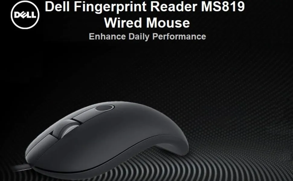 Dell MS819 Wired Mouse with Fingerprint Reader overview 3