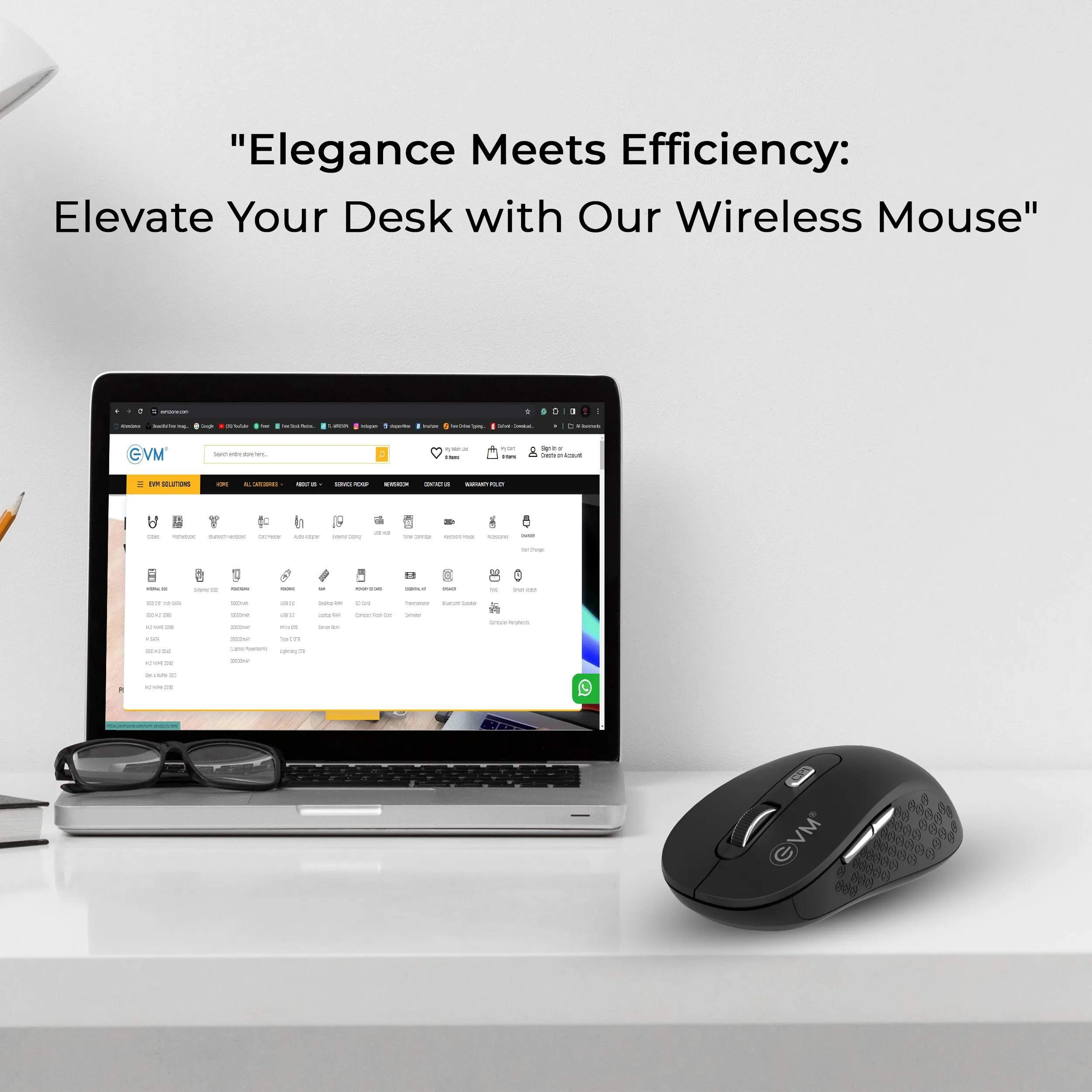 EVM Enorb EWLM-360 Wireless Mouse (Black) overview 2