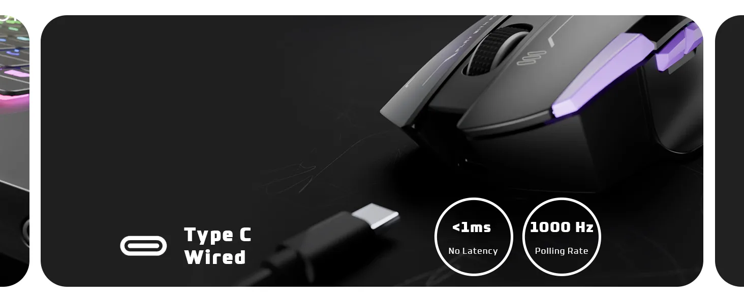 EvoFox Banshee 3-Mode Wireless Gaming Mouse - (Black) overview 2