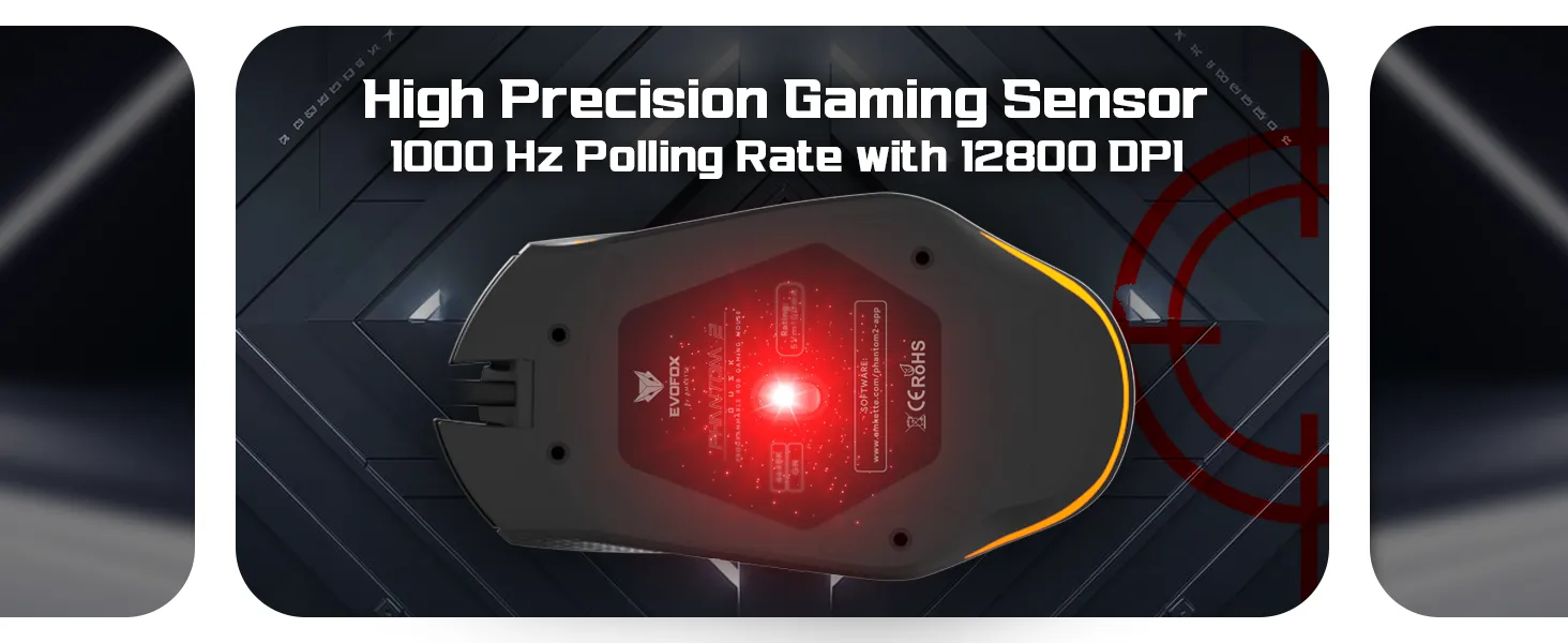 EvoFox Phantom 2 Programmable Wired Gaming Mouse - (Black) overview 9