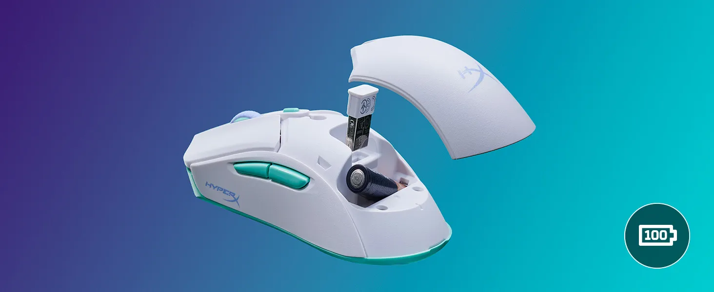 HYPERX Pulsefire Haste 2 Core Wireless Ambidextrous Gaming Mouse (8R2E7AA) (3200 DPI / 6 Macro Buttons) (White) overview 1