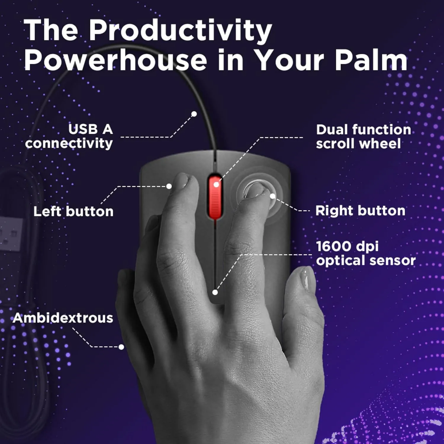 Lenovo 120 Wired Plug & Play USB Mouse overview 1