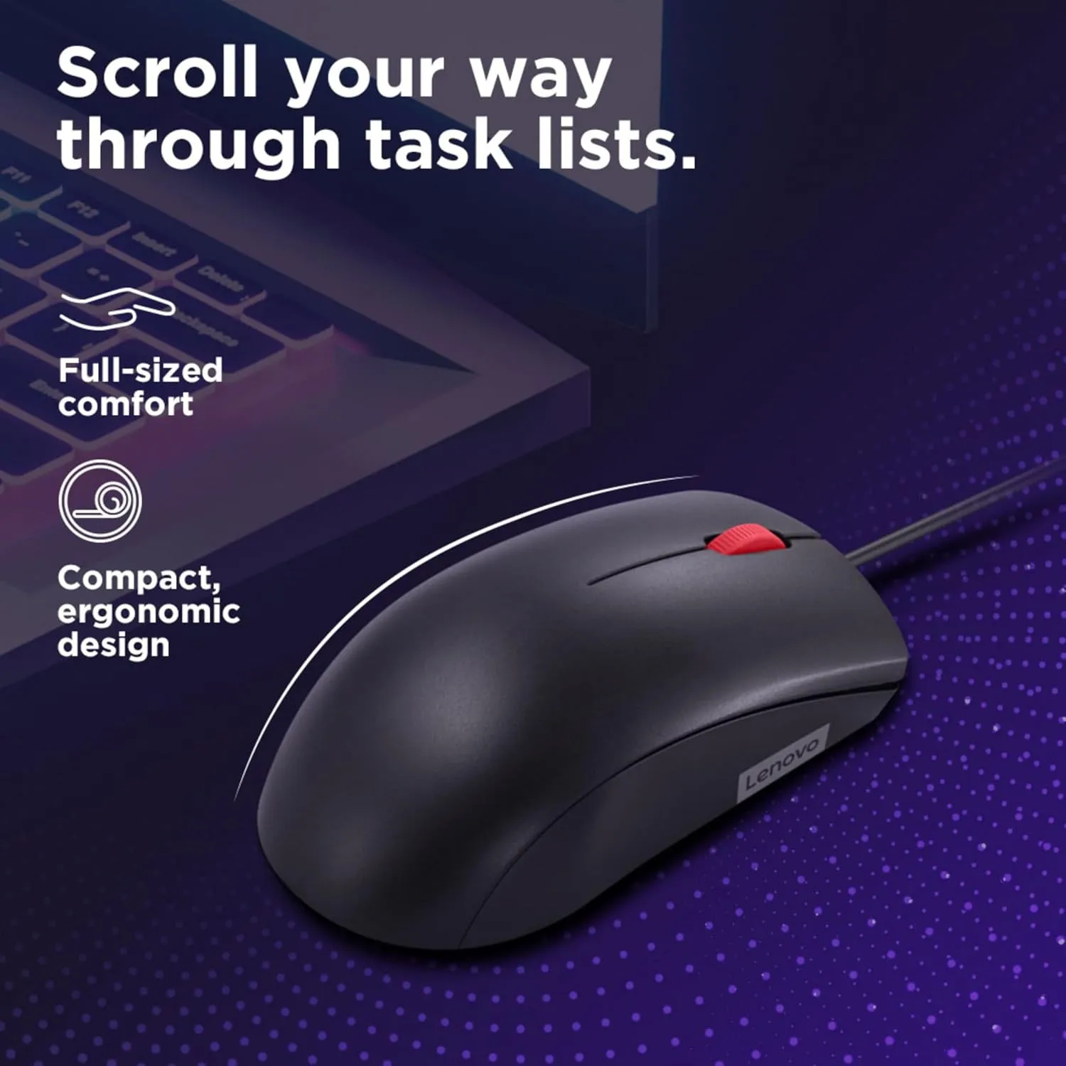Lenovo 120 Wired Plug & Play USB Mouse overview 3