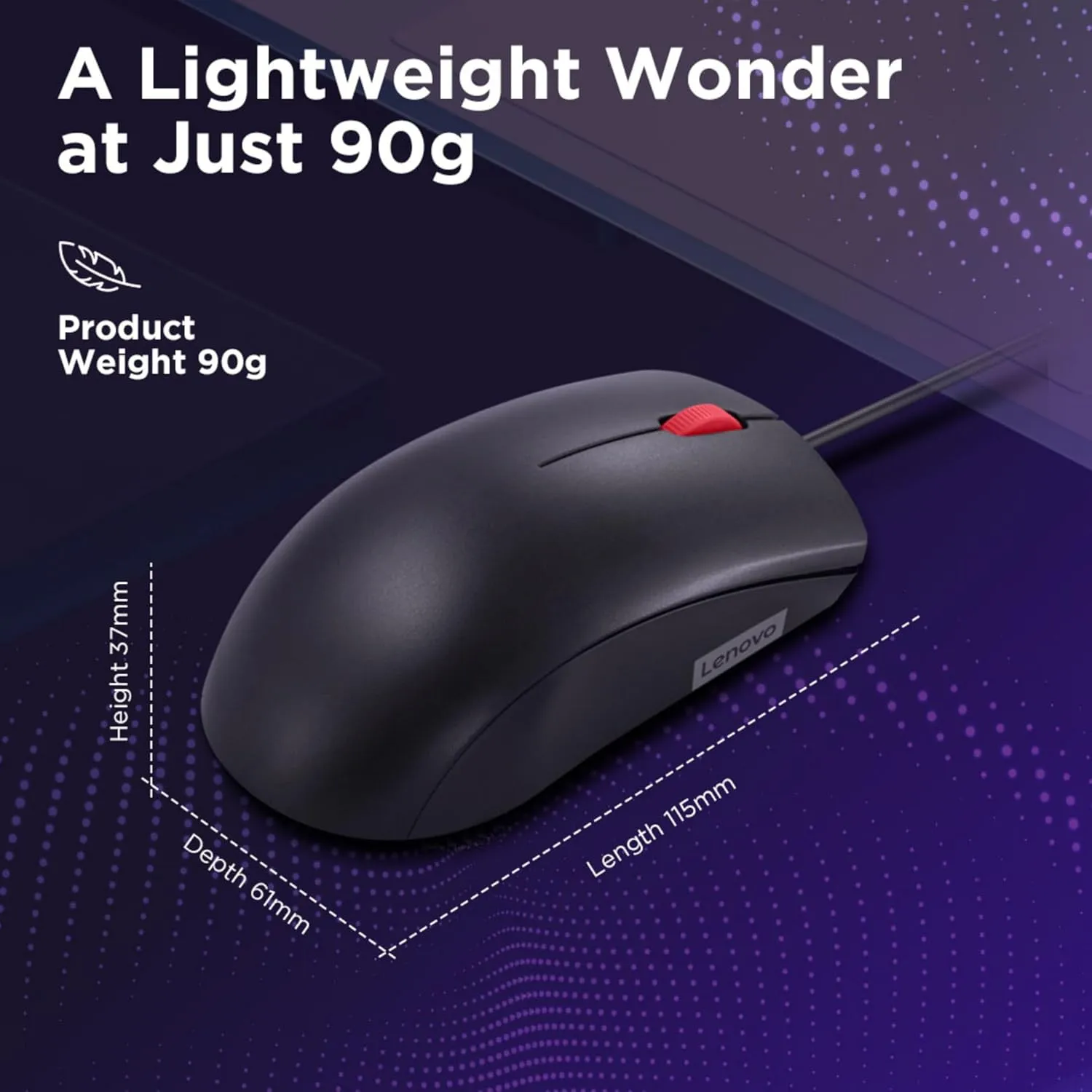 Lenovo 120 Wired Plug & Play USB Mouse overview 5