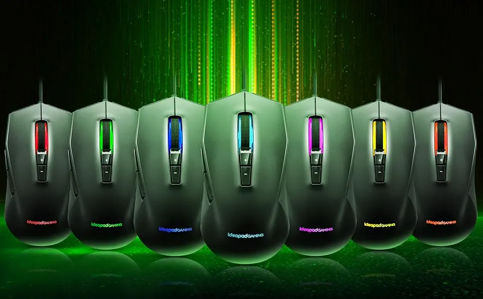 Lenovo Ideapad M100 Ergonomic Ambidextrous USB RGB Gaming Mouse (Black) overview 3