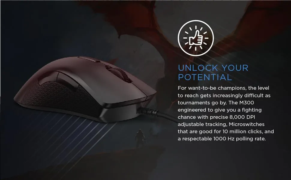 Lenovo Legion M300 RGB USB Gaming Mouse (Black) overview 1