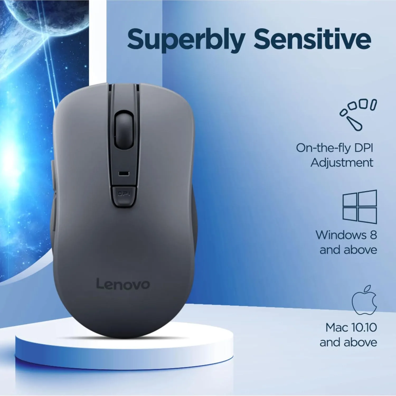 Lenovo WL310 Bluetooth Silent Wireless Mouse (Grey) overview 3